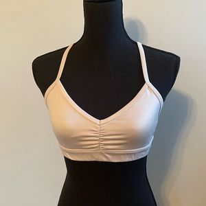 Alo Yoga Sunny Strappy Cream White Matte Sports Bra Medium Gently Used